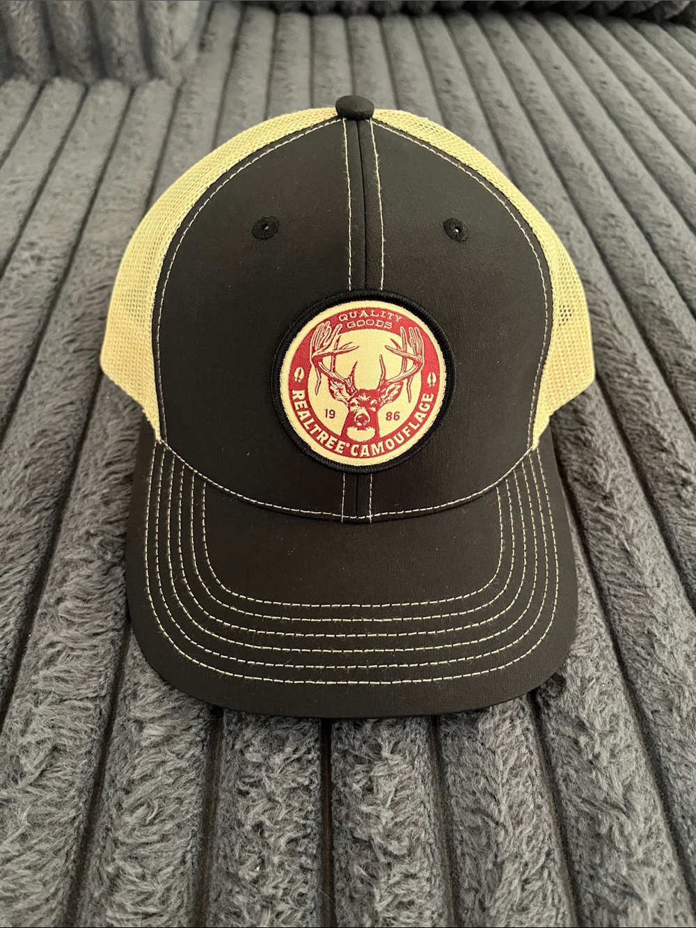 Realtree Black Front Tan Mesh Trucker Hat with Patch